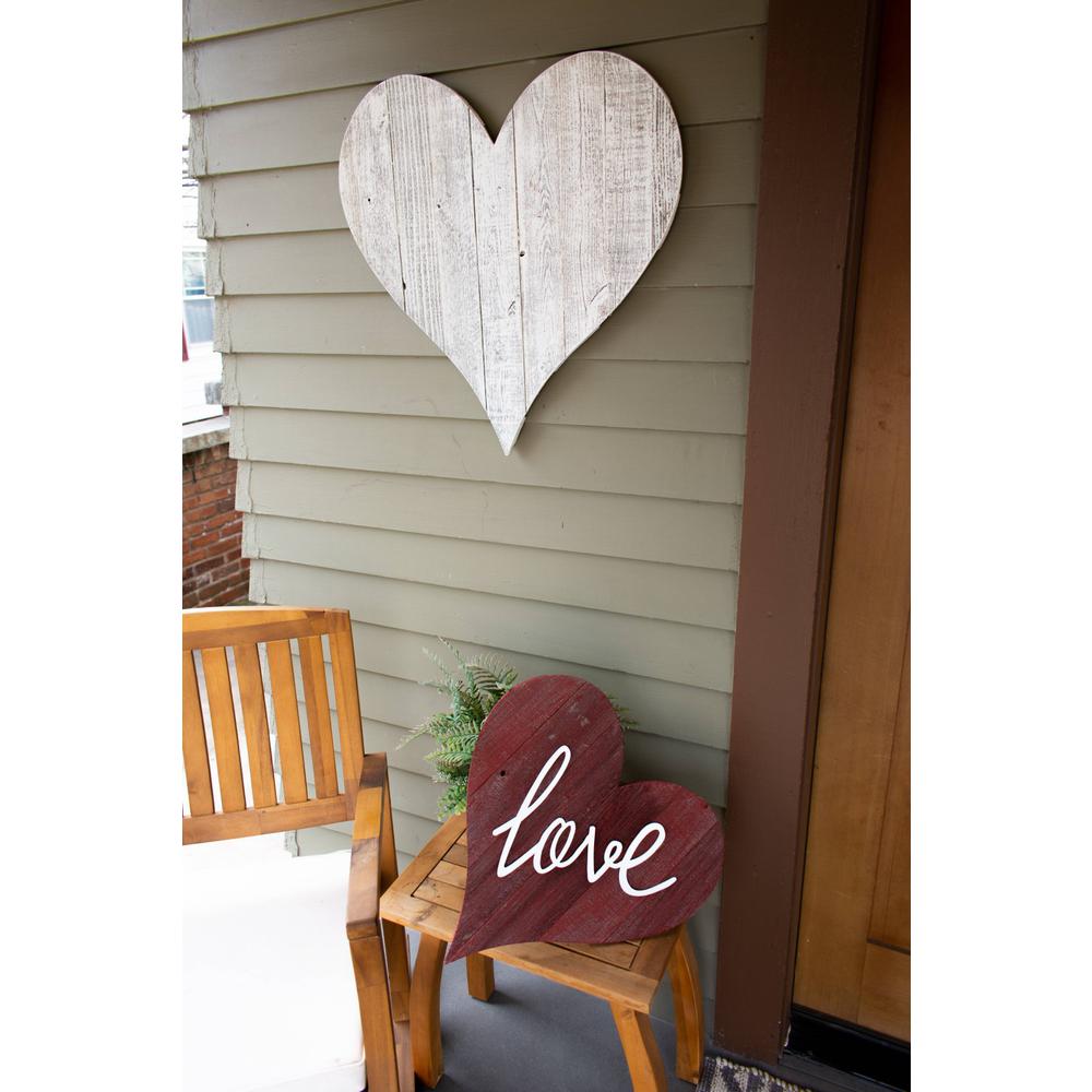 12" Farmhouse White Wash Wooden Heart - 384902. Picture 5