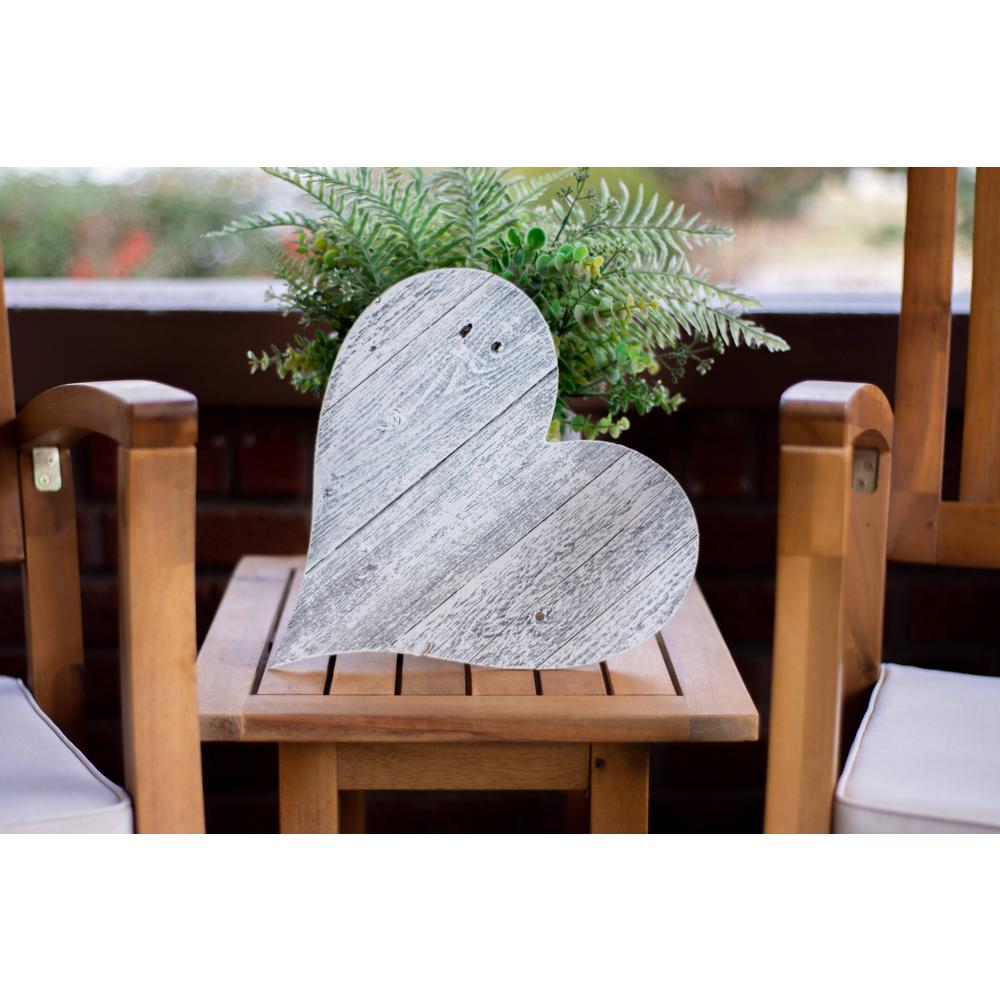 18" Rustic Farmhouse White Wash Wooden Heart - 384905. Picture 4