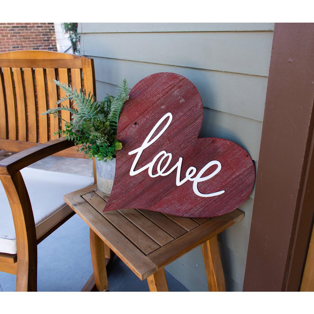 24" Rustic Farmhouse Red Large Wooden Heart - 384908. Picture 3
