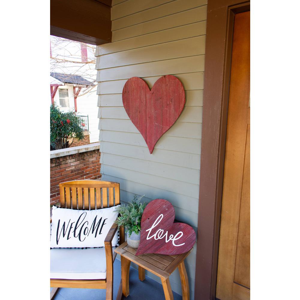 24" Rustic Farmhouse Red Large Wooden Heart - 384908. Picture 4