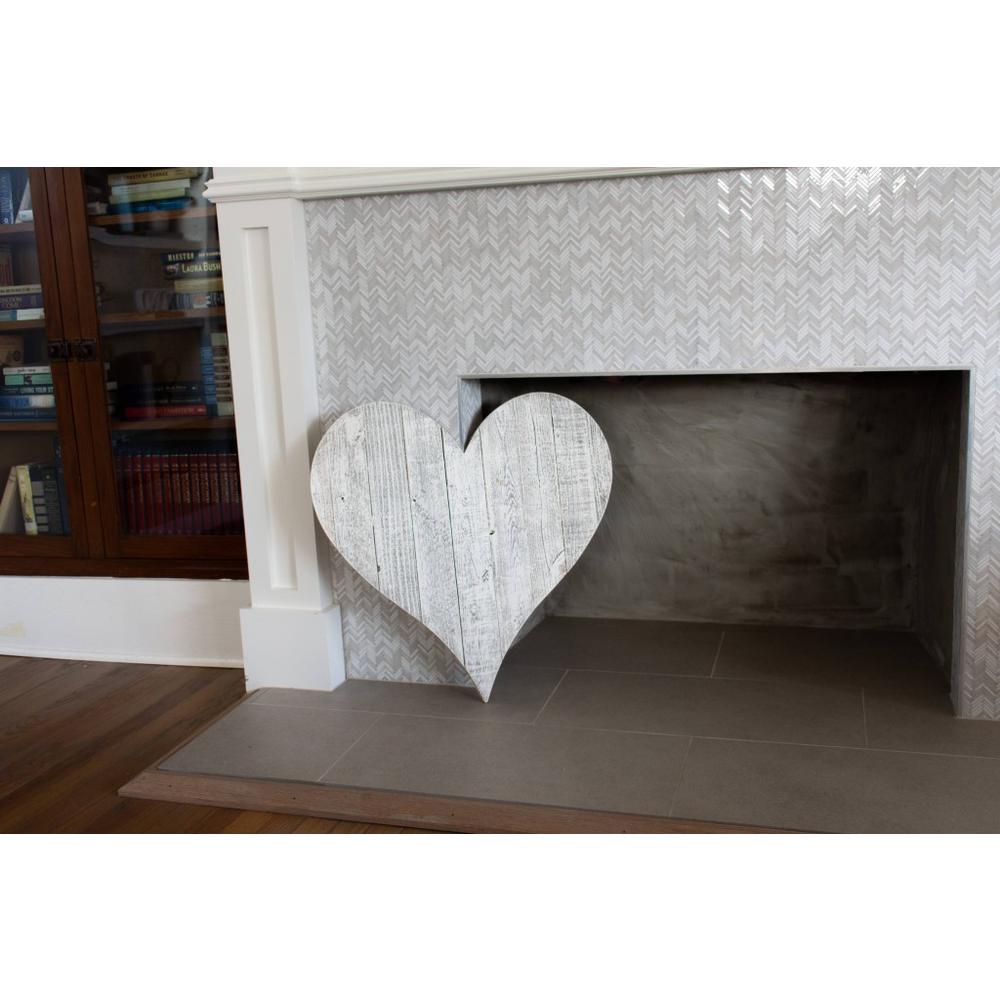 24" Rustic Farmhouse White Wash Large Wooden Heart - 384909. Picture 3