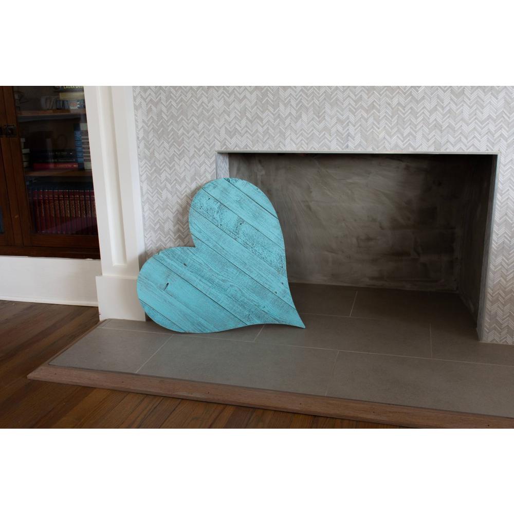 24" Rustic Farmhouse Turquoise Large Wooden Heart - 384910. Picture 3