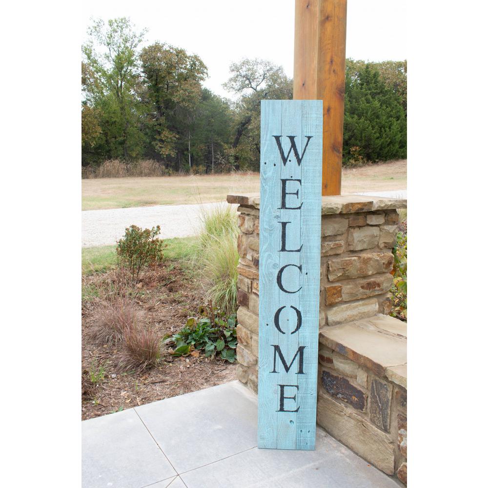 Rustic Light Aqua Blue Front Porch Welcome Sign - 384912. Picture 4