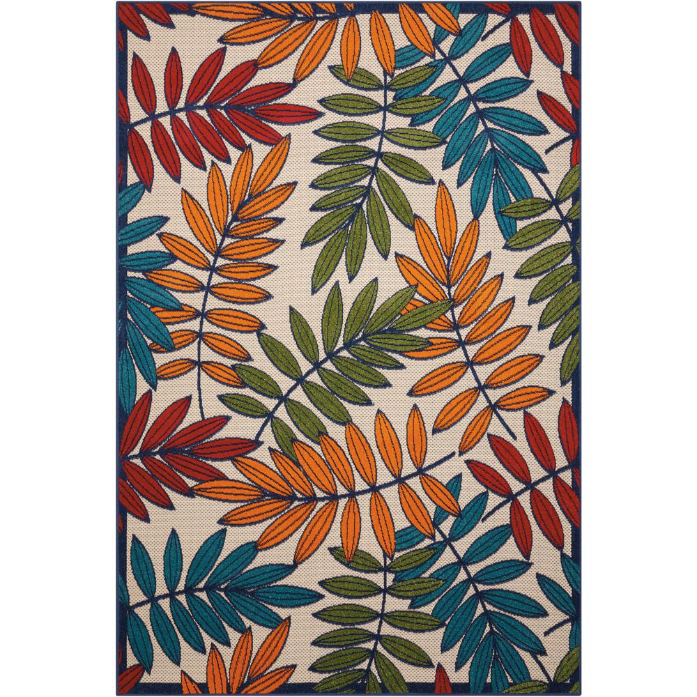5’x 8’ Multicolored Leaves Indoor Outdoor Area Rug - 384943. Picture 1
