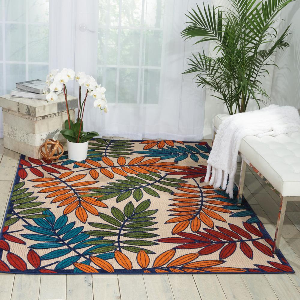 5’x 8’ Multicolored Leaves Indoor Outdoor Area Rug - 384943. Picture 4
