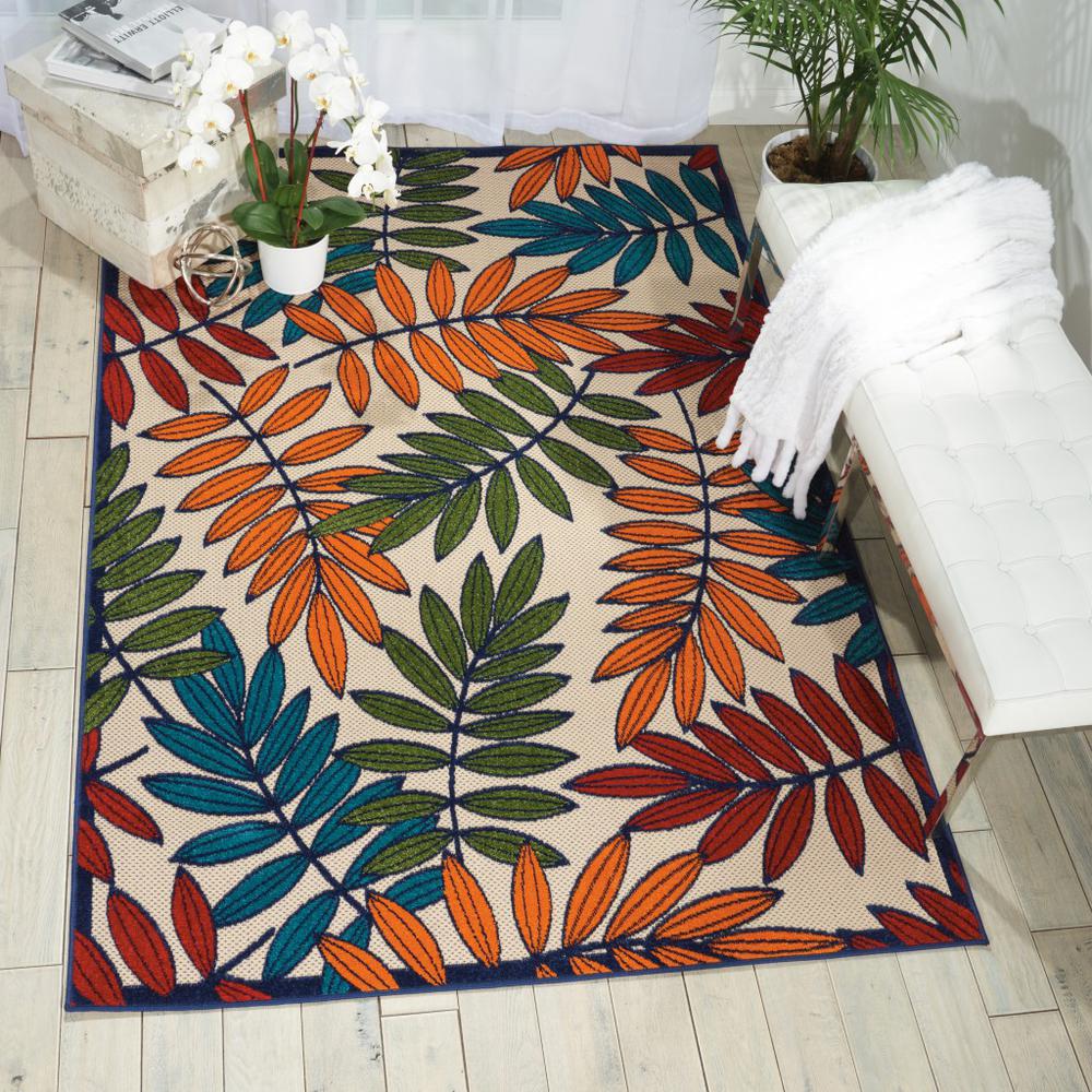 5’x 8’ Multicolored Leaves Indoor Outdoor Area Rug - 384943. Picture 5