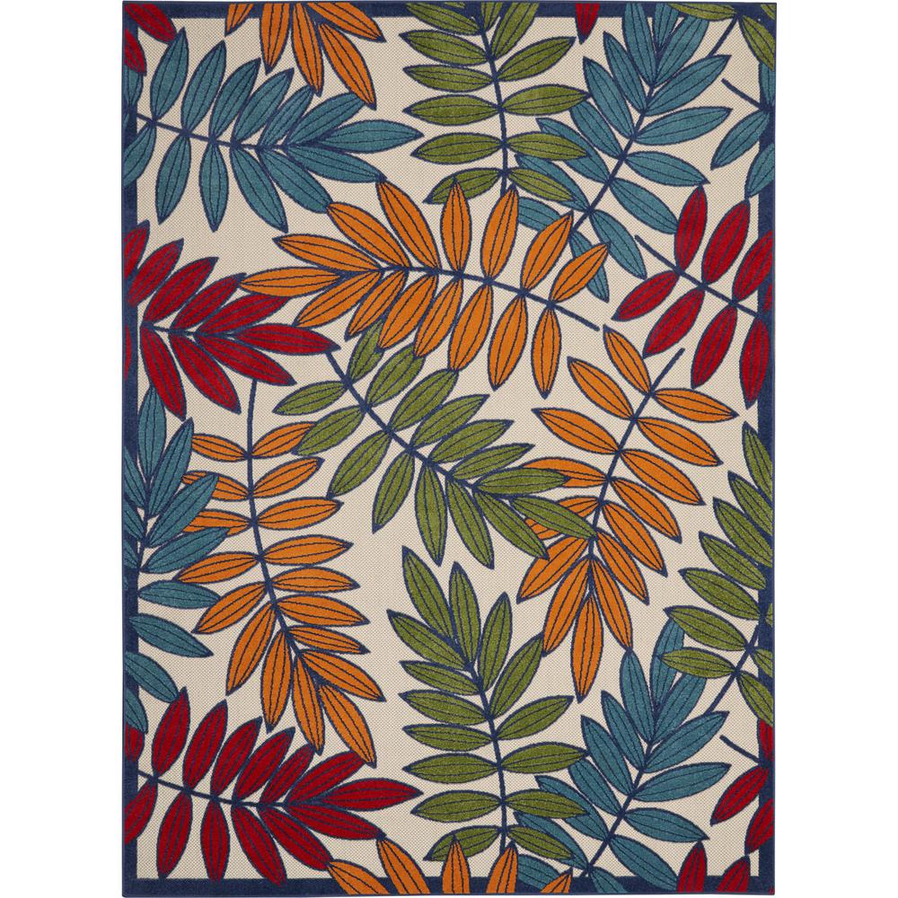 7’x 10’ Multicolored Leaves Indoor Outdoor Area Rug - 384946. Picture 1