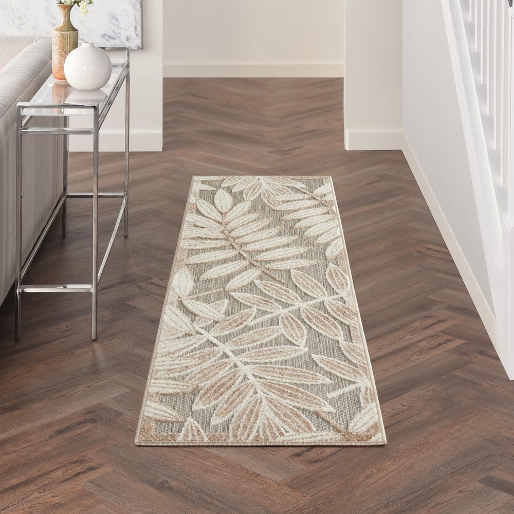 2’ x 6’ Natural Leaves Indoor Outdoor Runner Rug - 384949. Picture 4