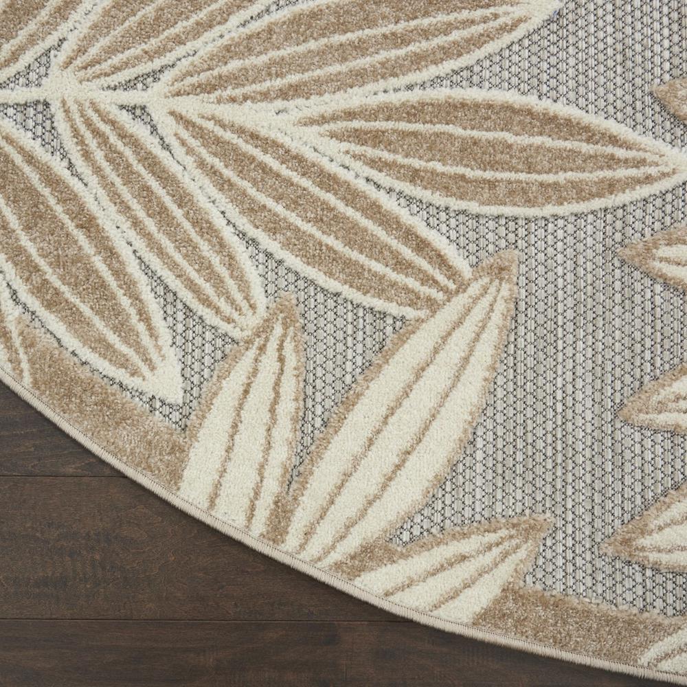 4’ Round Natural Leaves Indoor Outdoor Area Rug - 384955. Picture 2