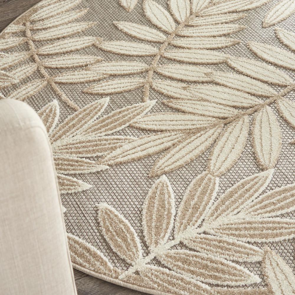 4’ Round Natural Leaves Indoor Outdoor Area Rug - 384955. Picture 5