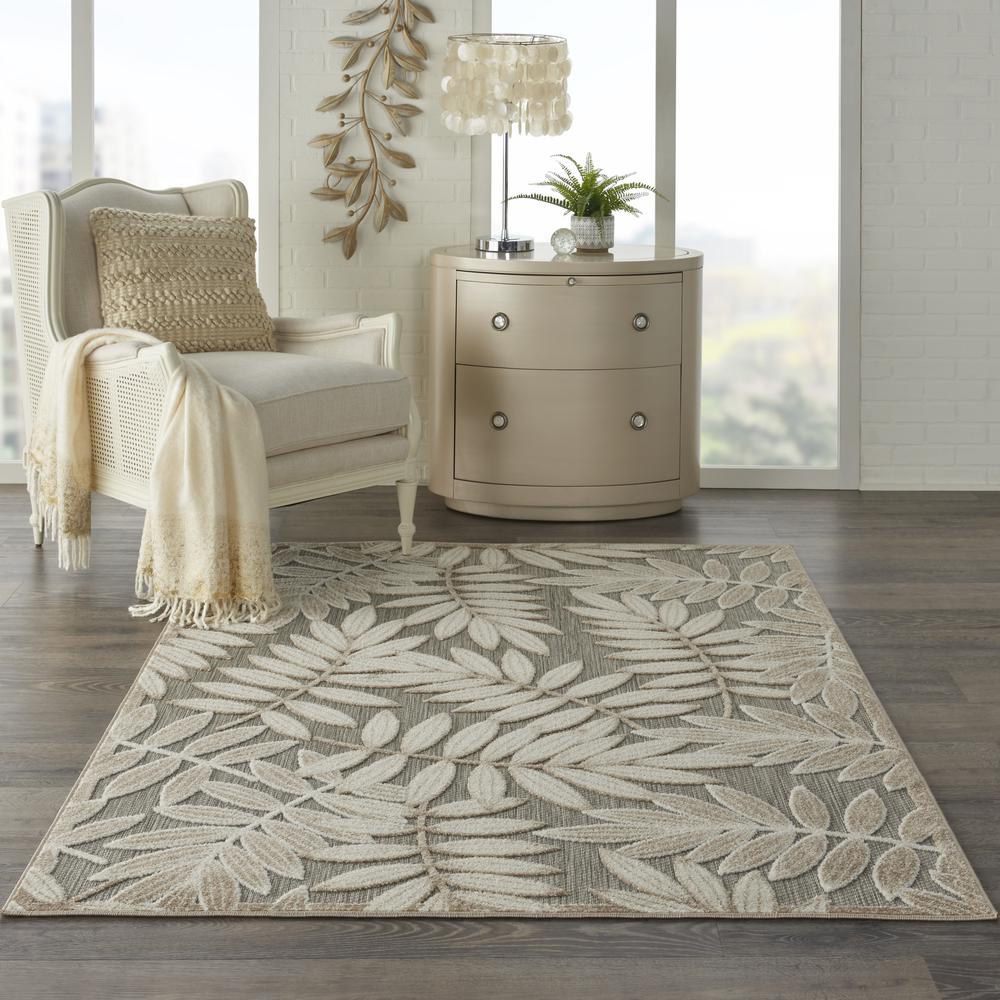 6’ x 9’ Natural Leaves Indoor Outdoor Area Rug - 384958. Picture 4