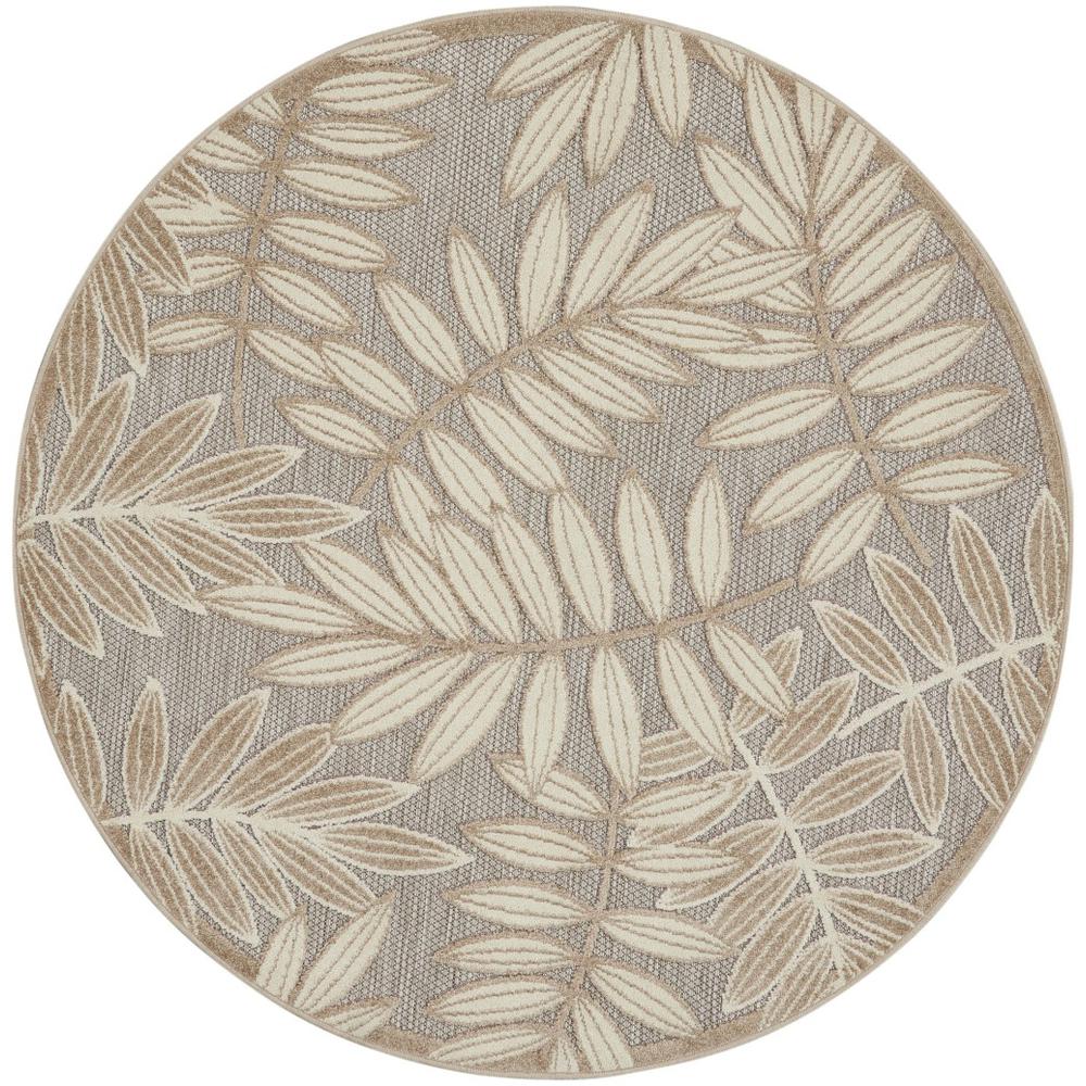 8’ Round  Natural Leaves Indoor Outdoor Area Rug - 384961. Picture 1