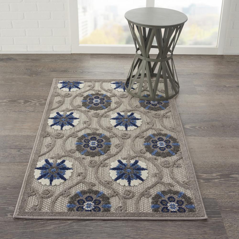 3’ x 4’ Gray and Blue Indoor Outdoor Area Rug - Grey/Blue. Picture 4
