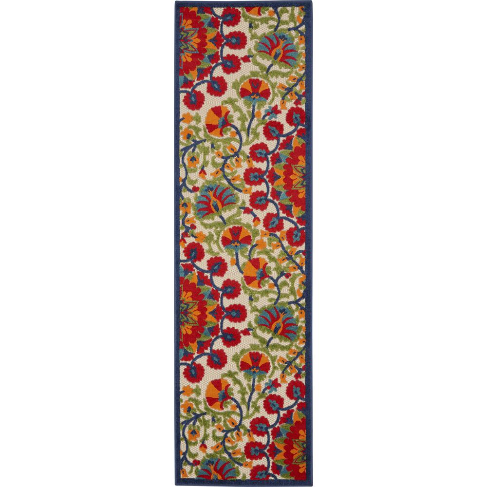 2’ x 8' Red and Multicolor Indoor Outdoor Runner Rug - 384991. Picture 1
