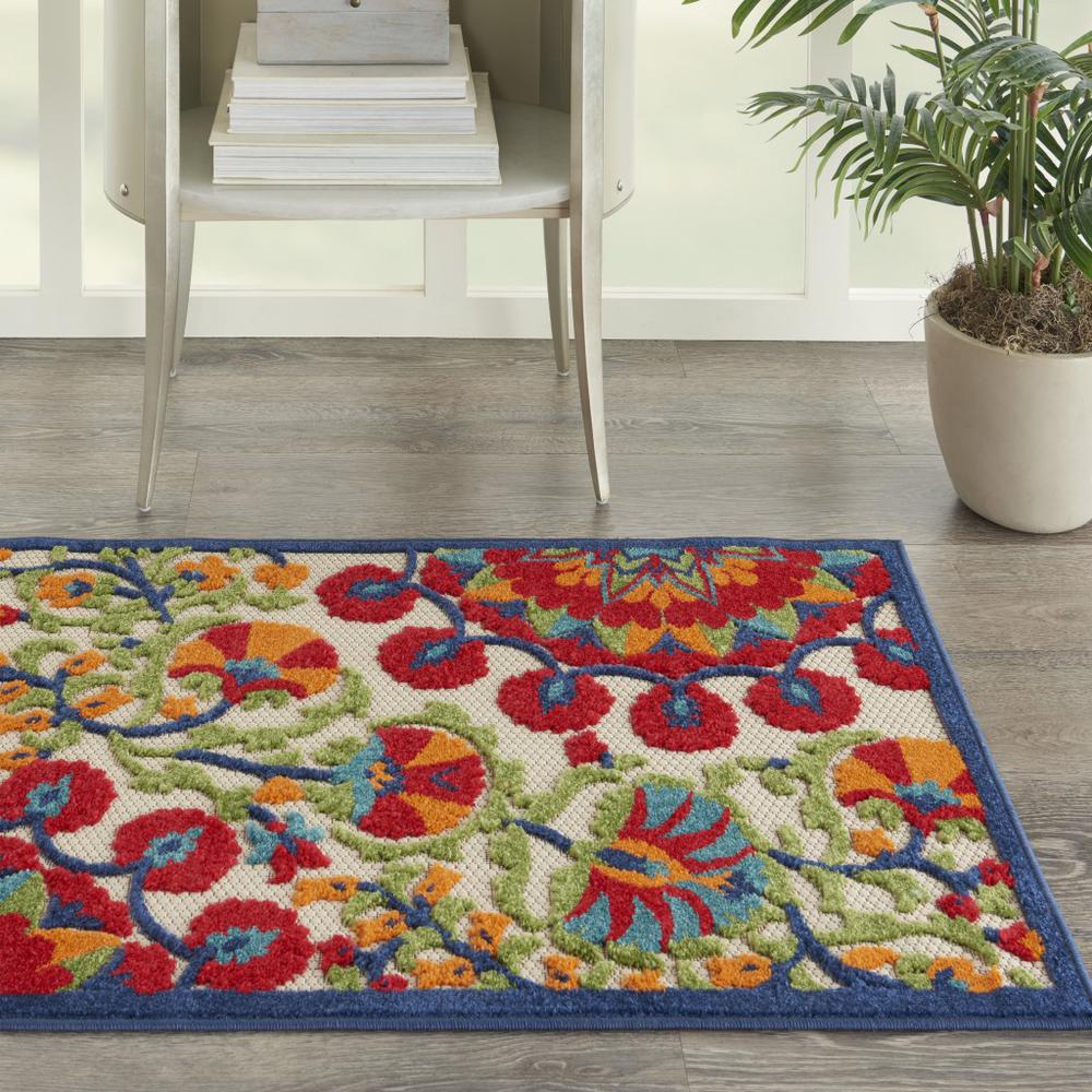 3’ x 4' Red and Multicolor Indoor Outdoor Area Rug - 384994. Picture 4