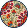 5’ Round Red and Multicolor Indoor Outdoor Area Rug - 385000. Picture 1