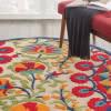 5’ Round Red and Multicolor Indoor Outdoor Area Rug - 385000. Picture 5