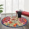 5’ Round Red and Multicolor Indoor Outdoor Area Rug - 385000. Picture 6