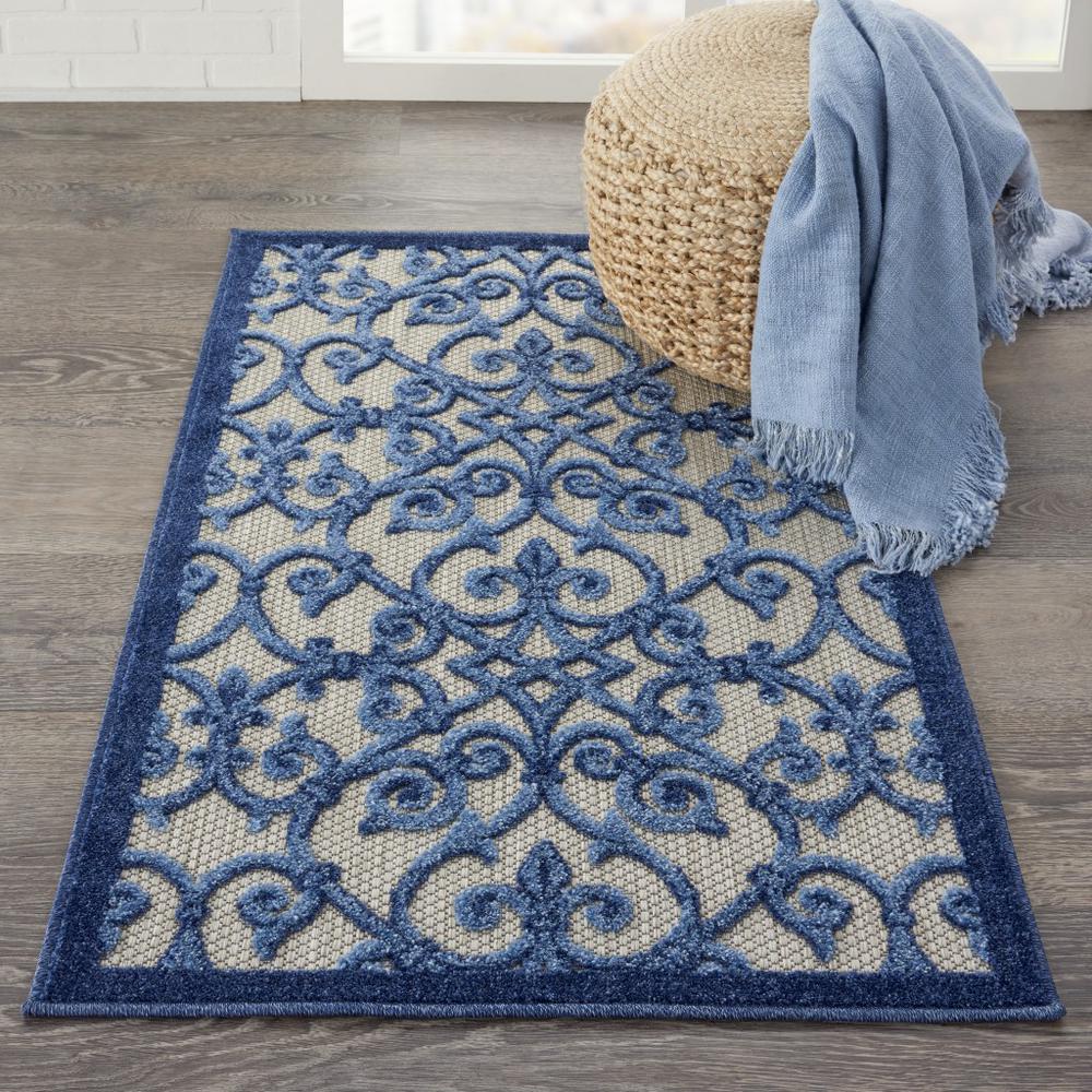 3’ x 4’ Gray and Blue Indoor Outdoor Area Rug Grey/Blue. Picture 4