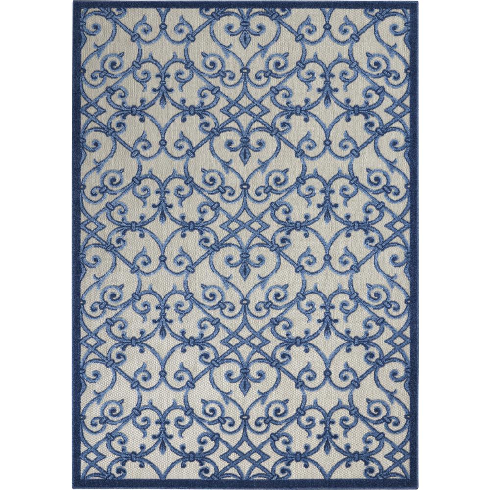 4’ x 6’ Gray and Blue Indoor Outdoor Area Rug Grey/Blue. Picture 1