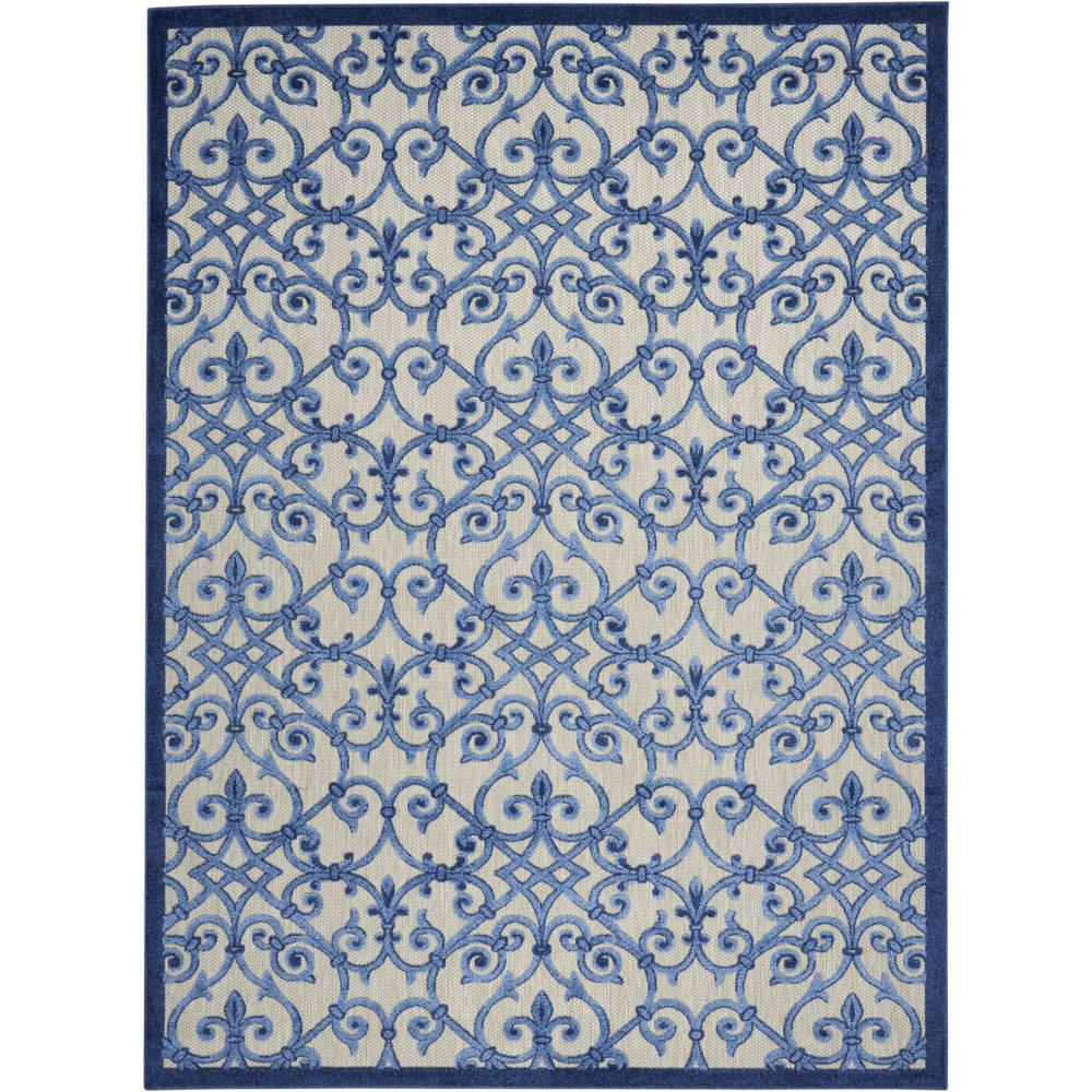 8’ x 11’ Gray and Blue Indoor Outdoor Area Rug Grey/Blue. Picture 1