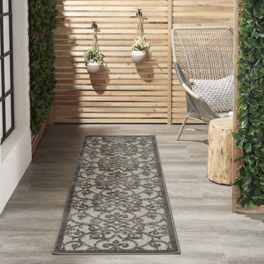 2’ x 6’ Gray and Charcoal Indoor Outdoor Runner Rug Grey/Charcoal. Picture 5