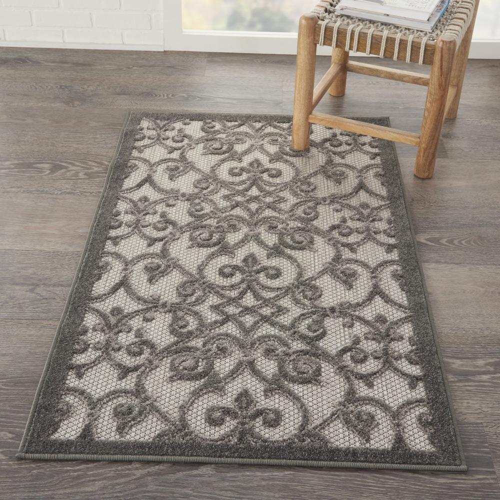 3’ x 4’ Gray and Charcoal Indoor Outdoor Area Rug Grey/Charcoal. Picture 4