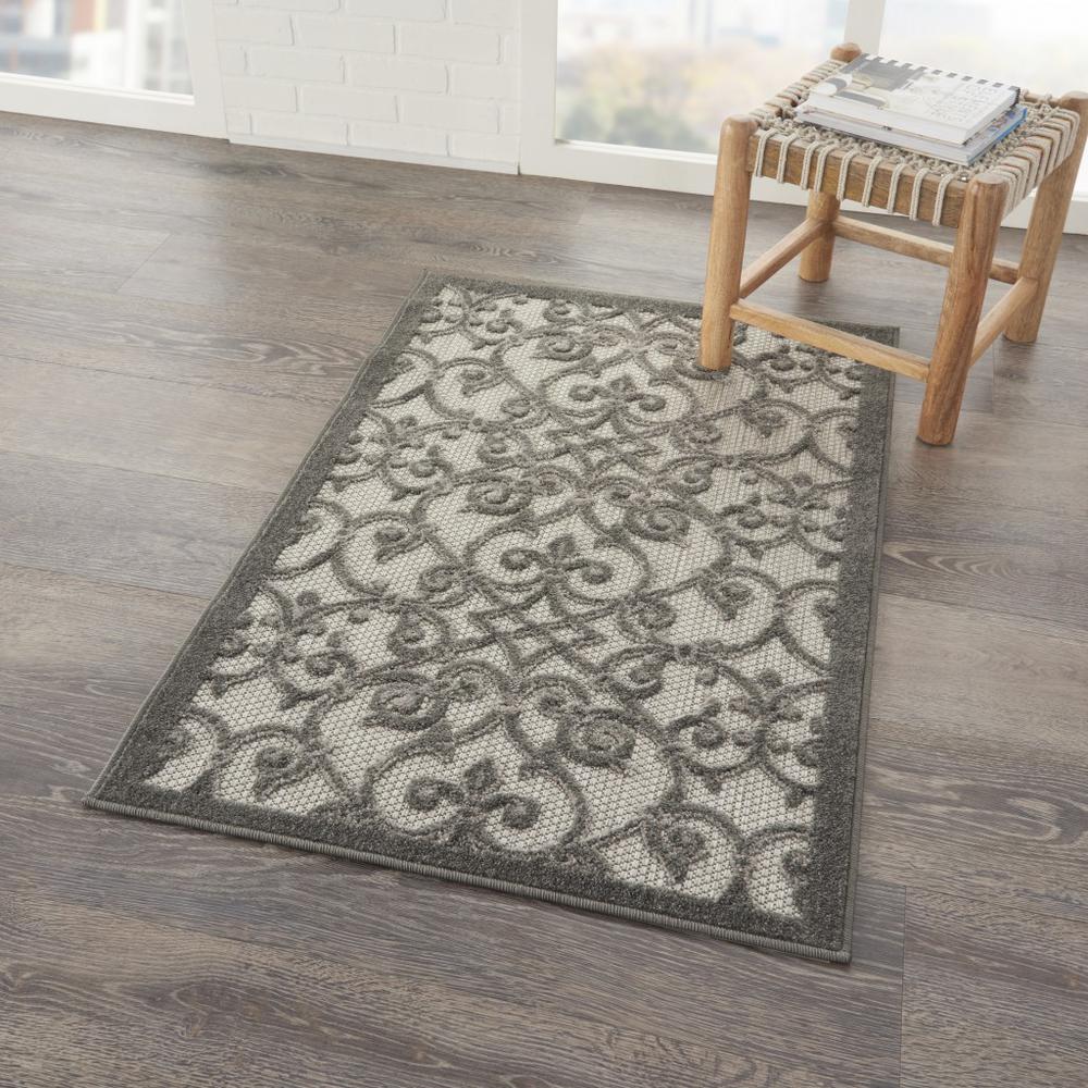 3’ x 4’ Gray and Charcoal Indoor Outdoor Area Rug Grey/Charcoal. Picture 6
