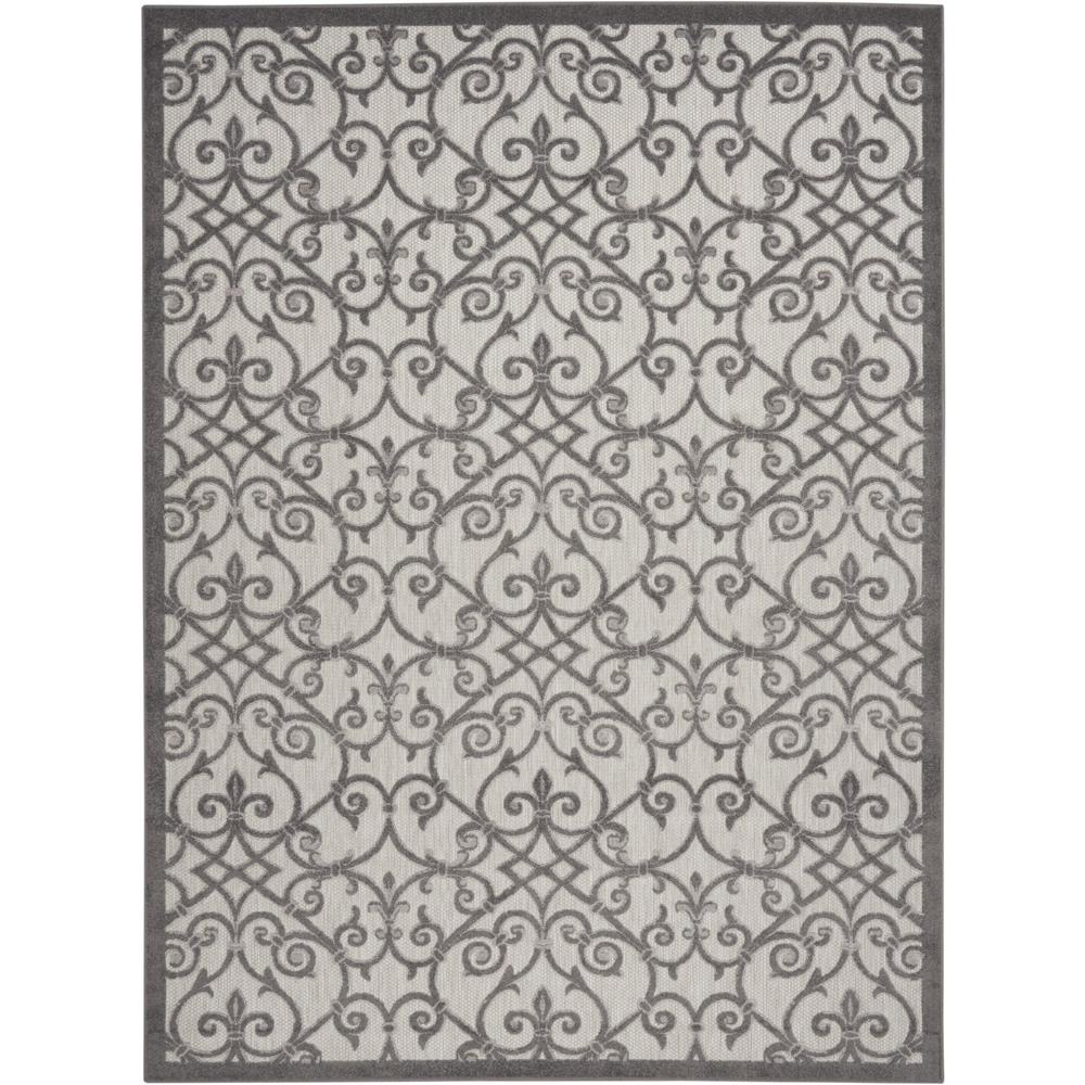 8’ x 11’ Gray and Charcoal Indoor Outdoor Area Rug Grey/Charcoal. Picture 1