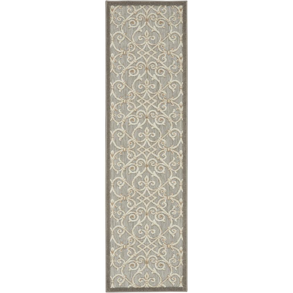 2’ x 10’ Natural and Gray Indoor Outdoor Runner Rug Natural. Picture 1