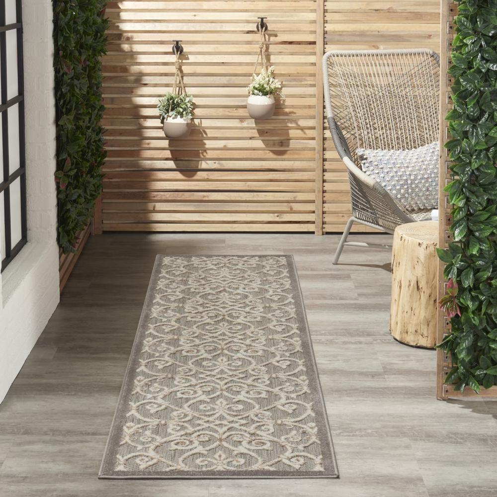 2’ x 10’ Natural and Gray Indoor Outdoor Runner Rug Natural. Picture 5