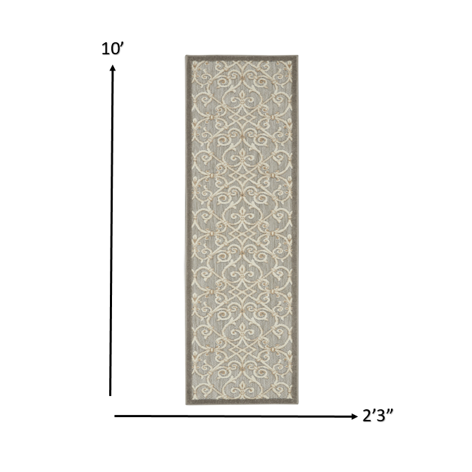 2’ x 10’ Natural and Gray Indoor Outdoor Runner Rug Natural. Picture 6
