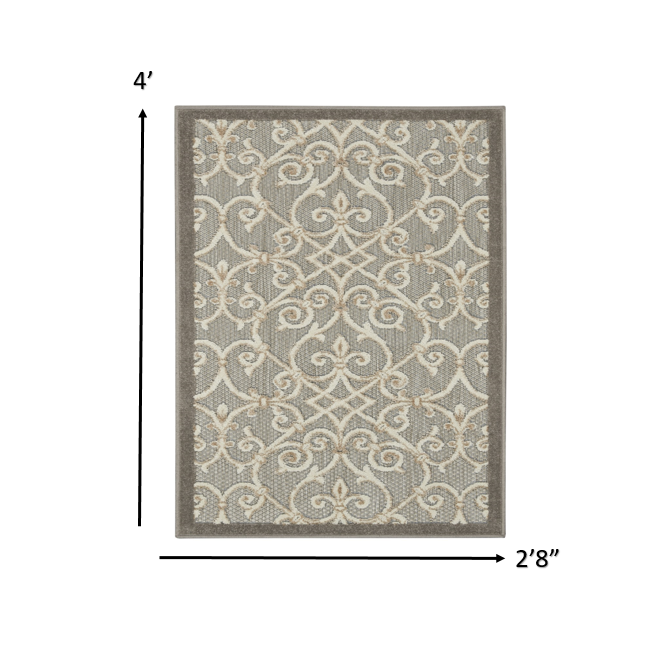 3’ x 4’ Natural and Gray Indoor Outdoor Area Rug Natural. Picture 7