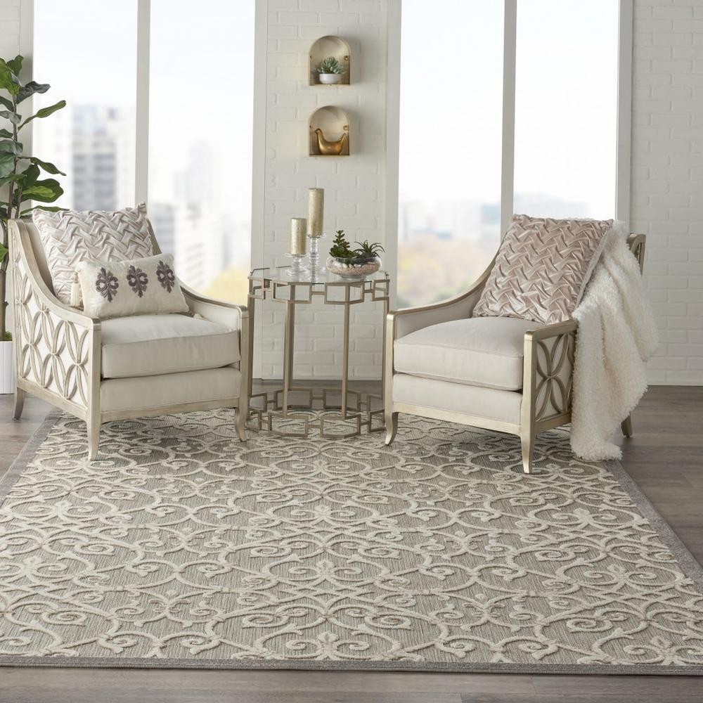 8’ x 11’ Natural and Gray Indoor Outdoor Area Rug Natural. Picture 4