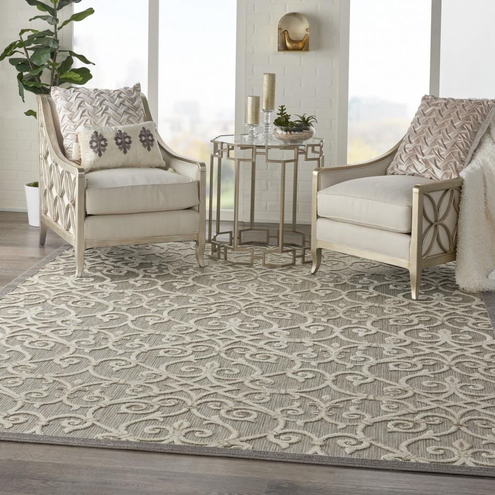 8’ x 11’ Natural and Gray Indoor Outdoor Area Rug Natural. Picture 6