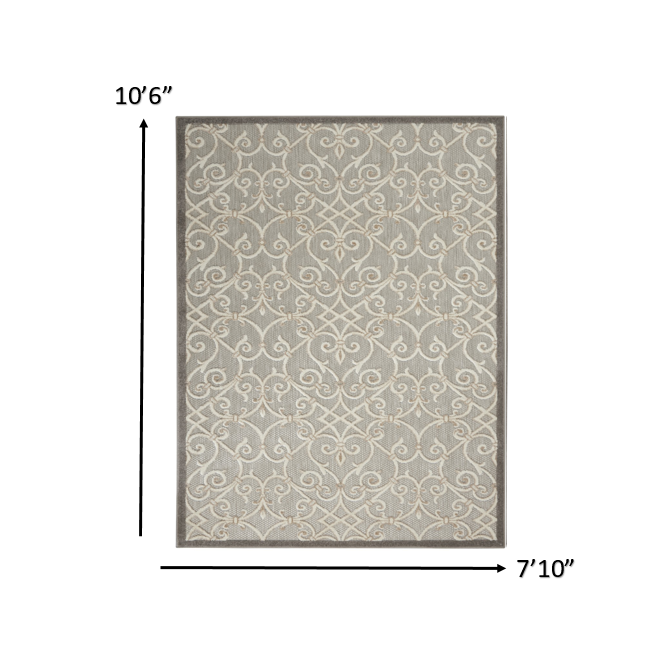 8’ x 11’ Natural and Gray Indoor Outdoor Area Rug Natural. Picture 7