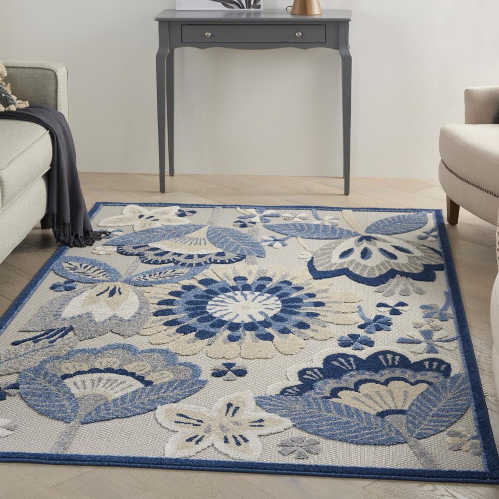 4’ x 6' Blue and Gray Indoor Outdoor Area Rug Blue/Grey. Picture 4