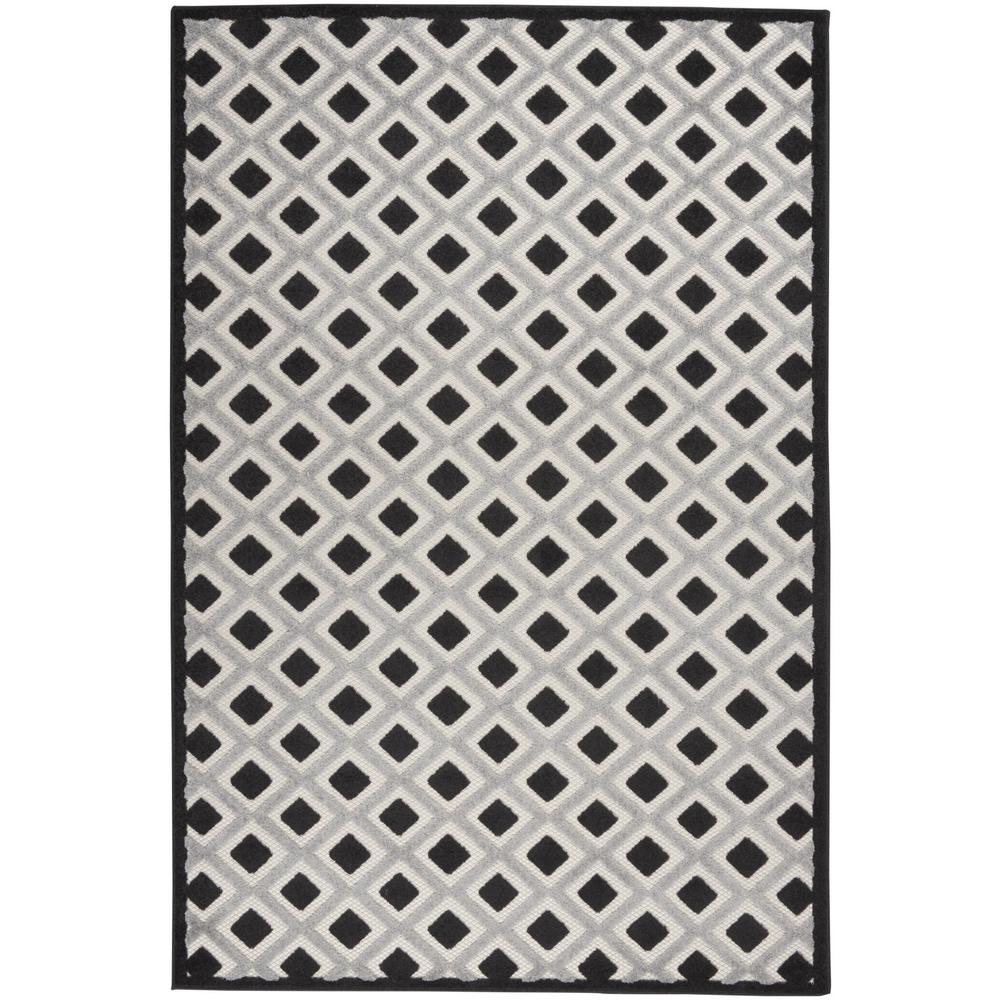 4’ x 6’ Black White Gray Indoor Outdoor Area Rug - 385134. The main picture.