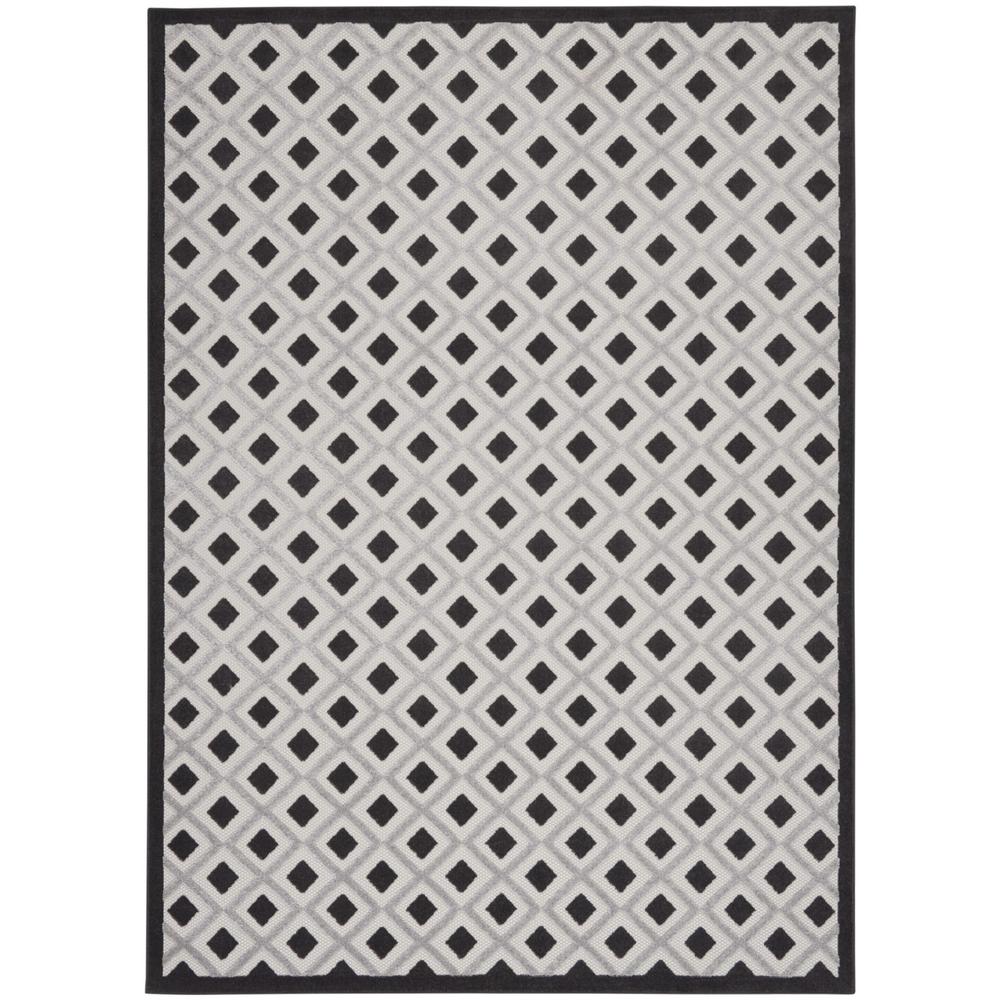 7’ x 10’ Black White Gray Indoor Outdoor Area Rug - 385143. Picture 1