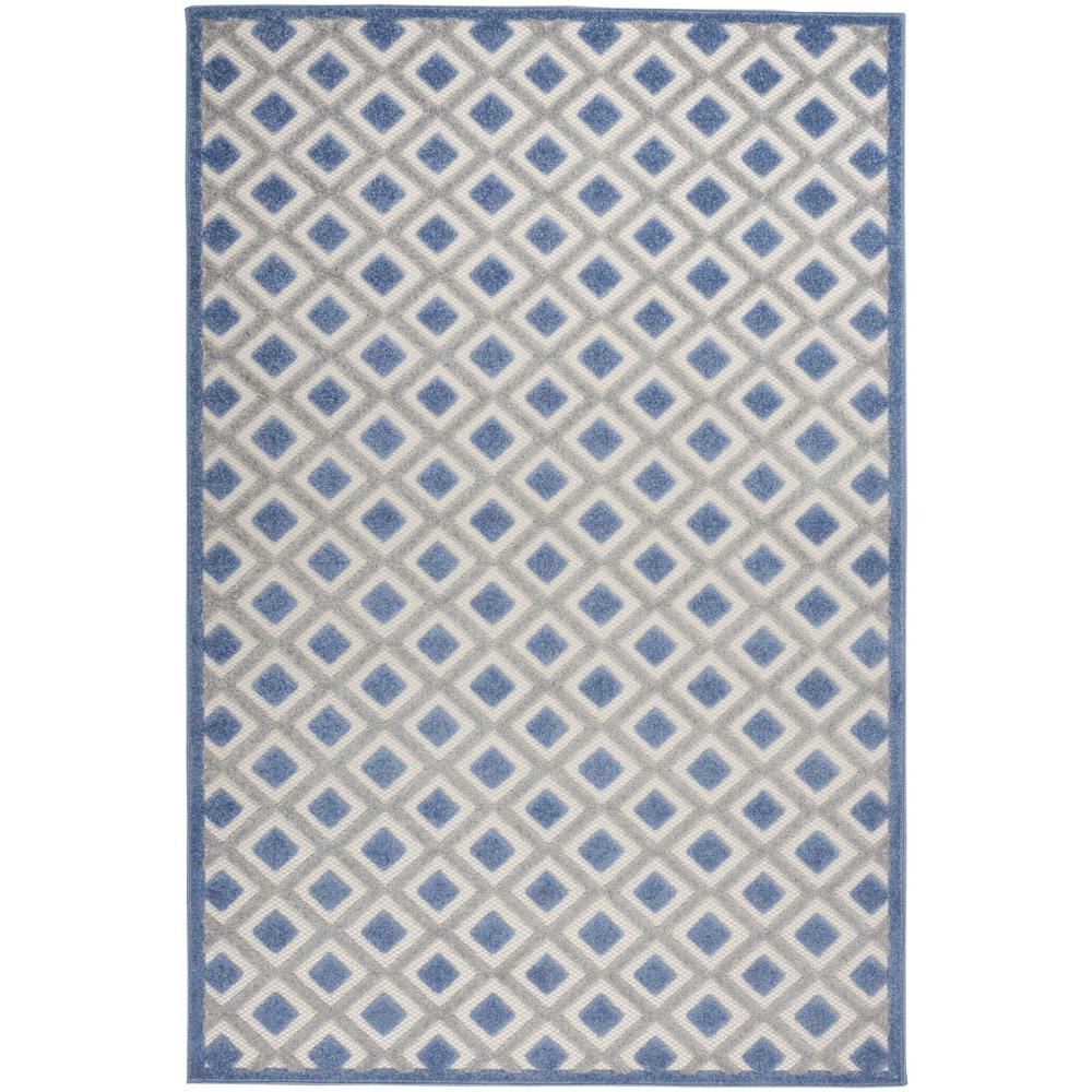4’ x 6’ Blue and Gray Indoor Outdoor Area Rug - 385147. The main picture.