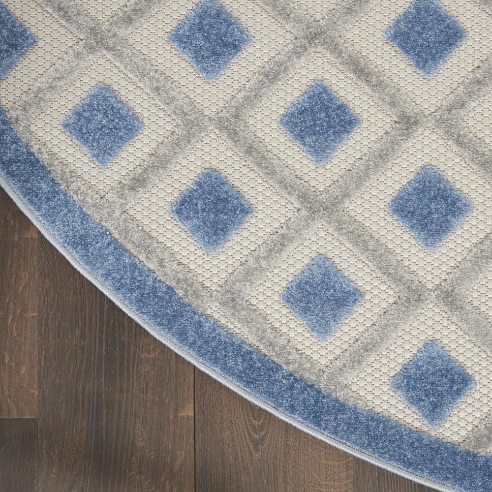 4’ Round Blue and Gray Indoor Outdoor Area Rug - 385150. Picture 4