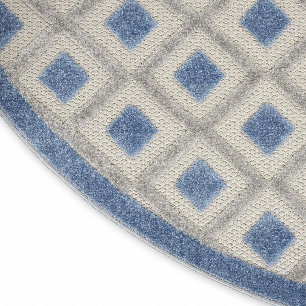 4’ Round Blue and Gray Indoor Outdoor Area Rug - 385150. Picture 5