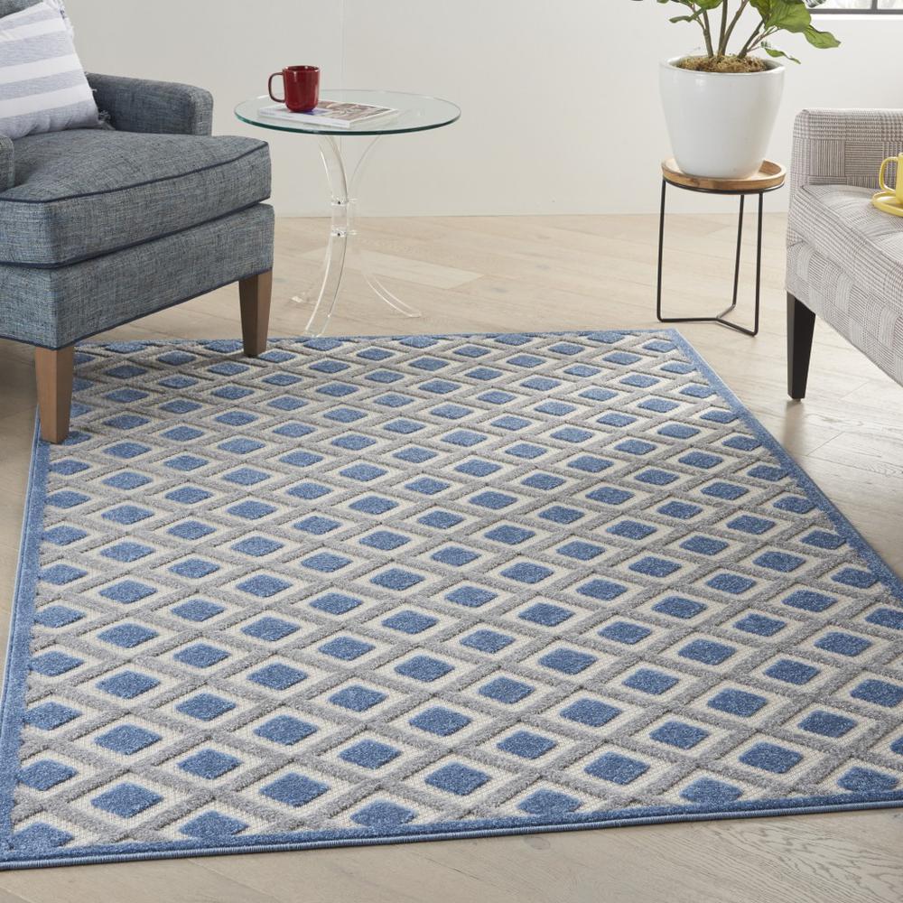 5’ x 8’ Blue and Gray Indoor Outdoor Area Rug - 385151. Picture 4