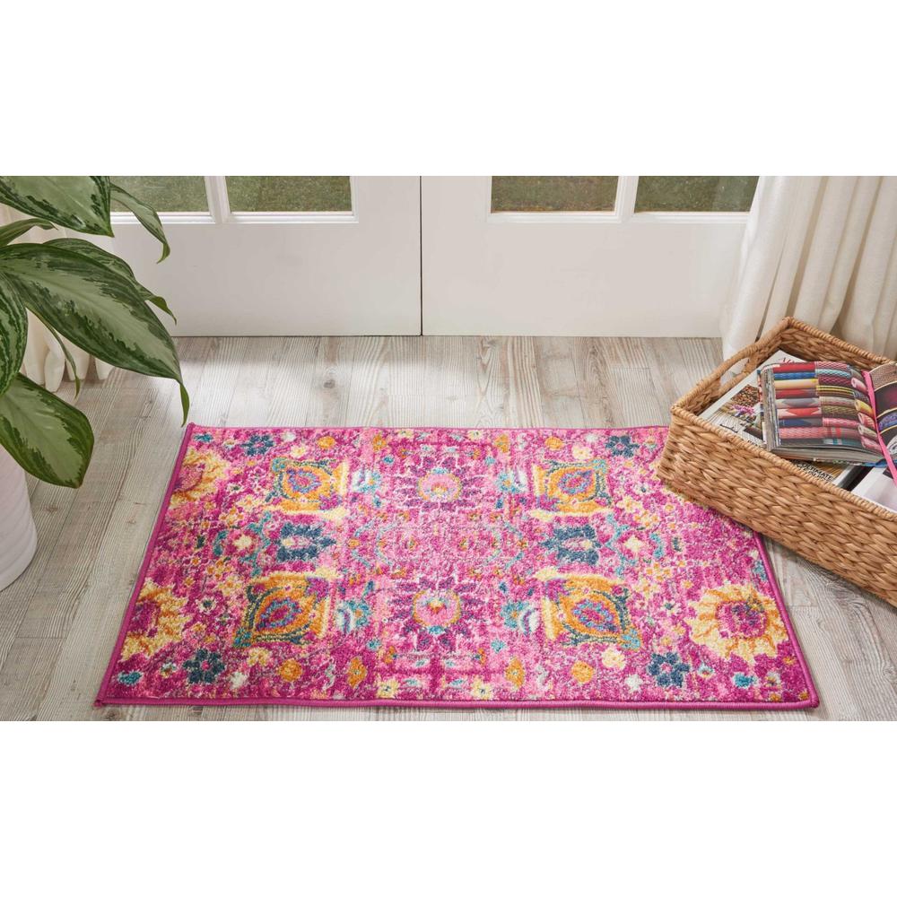 2’ x 3’ Fuchsia and Orange Distressed Scatter Rug - 385188. Picture 4