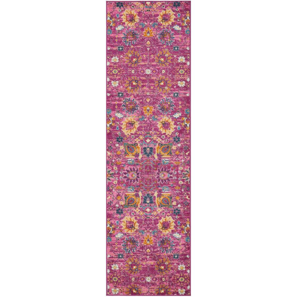 2’ x 8’ Fuchsia and Orange Distressed Runner Rug - 385189. Picture 1