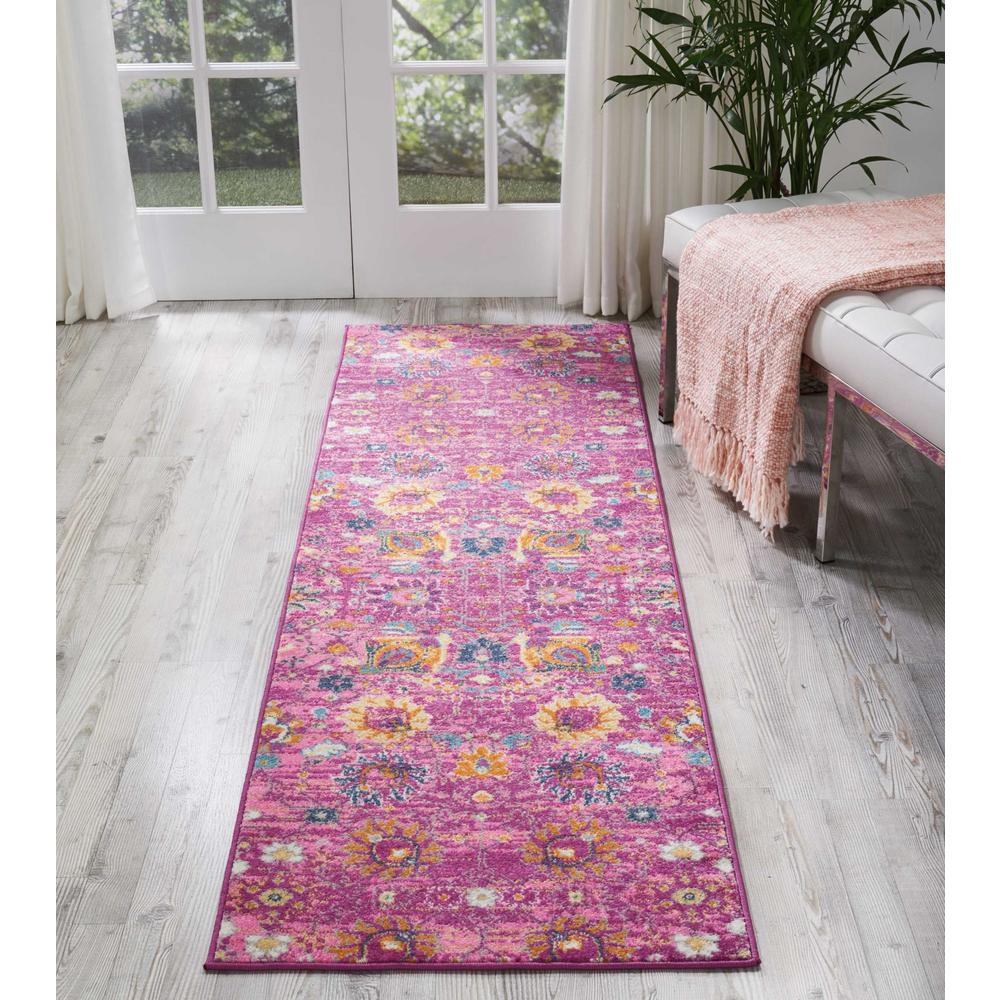 2’ x 8’ Fuchsia and Orange Distressed Runner Rug - 385189. Picture 4