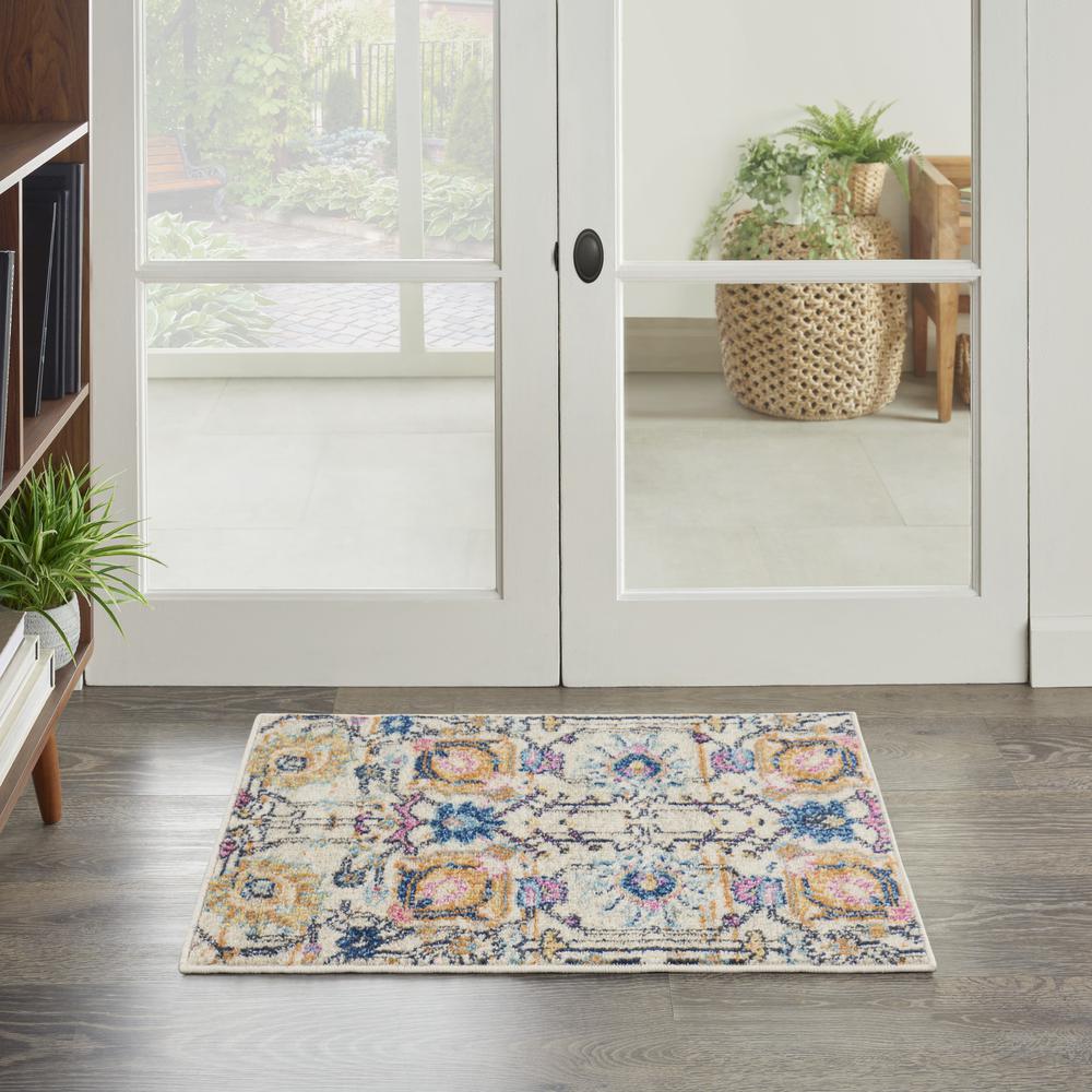 2’ x 3’ Ivory and Multicolor Floral Buds Scatter Rug - 385201. Picture 4