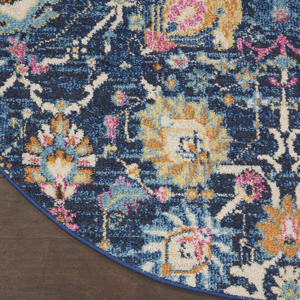 4’ Round Navy Blue Floral Buds Area Rug - 385228. Picture 2