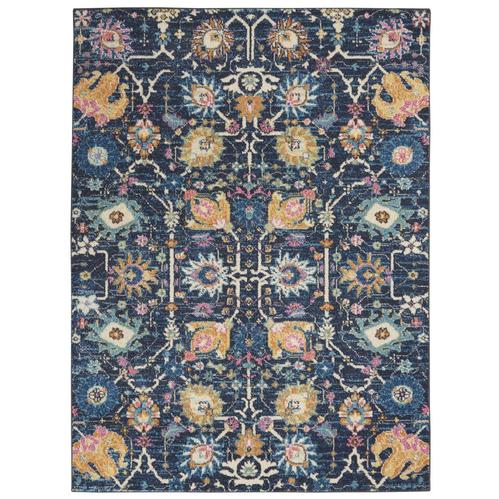 5’ x 7’ Navy Blue Floral Buds Area Rug - 385229. Picture 1