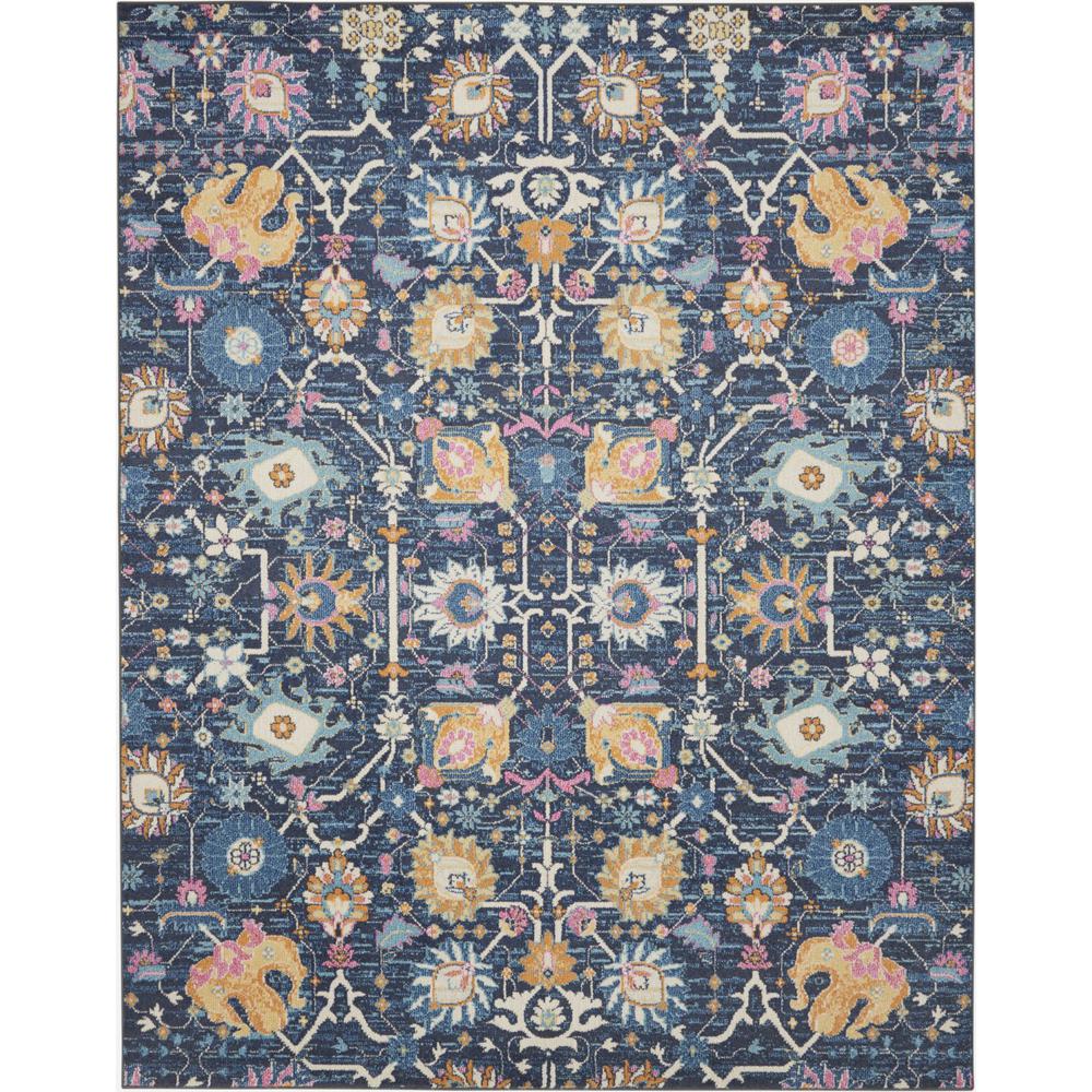 7’ x 10’ Navy Blue Floral Buds Area Rug - 385238. The main picture.